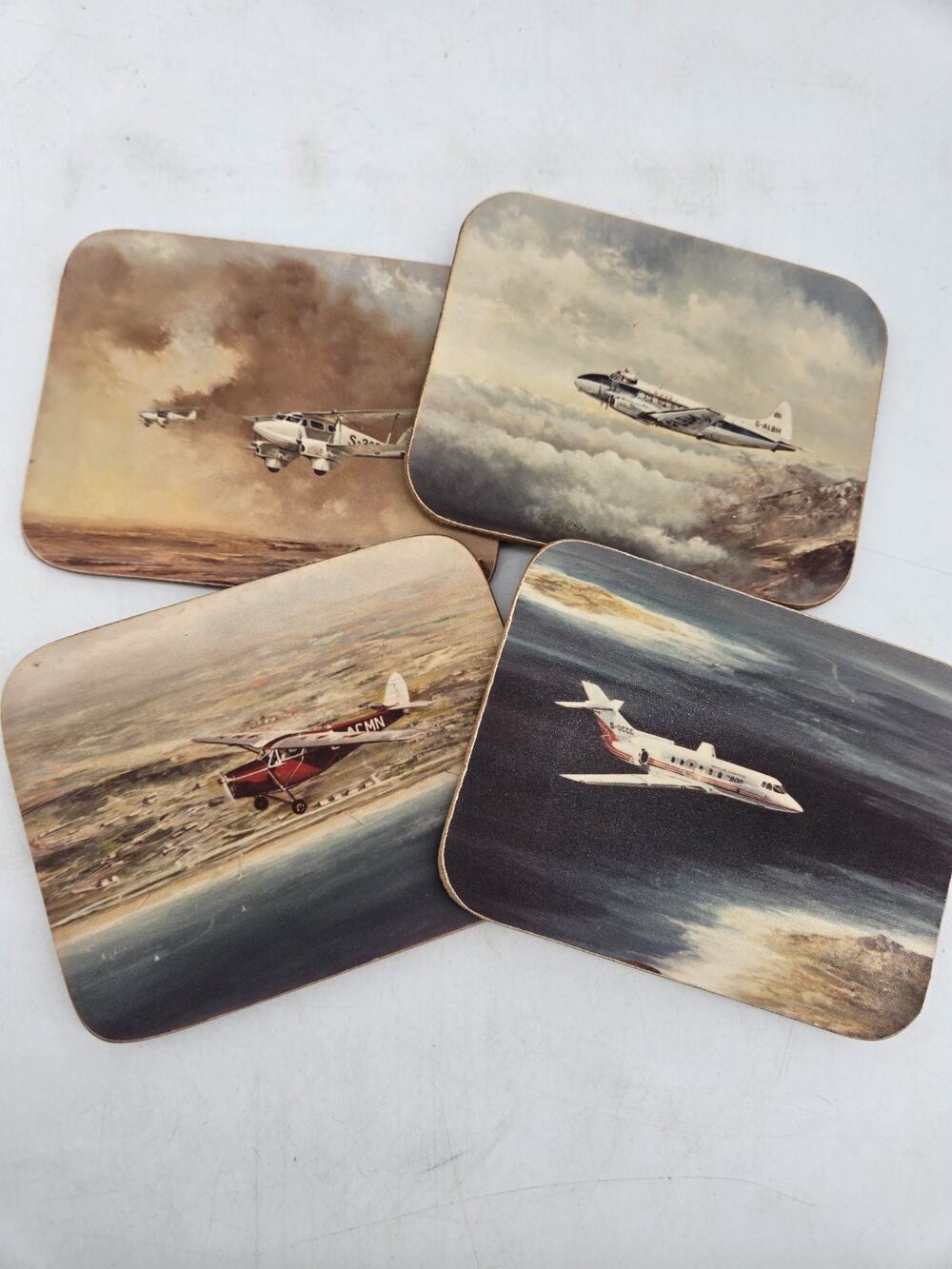 4 Vintage 50 Years of Business Aircraft Coasters From British Aerospace